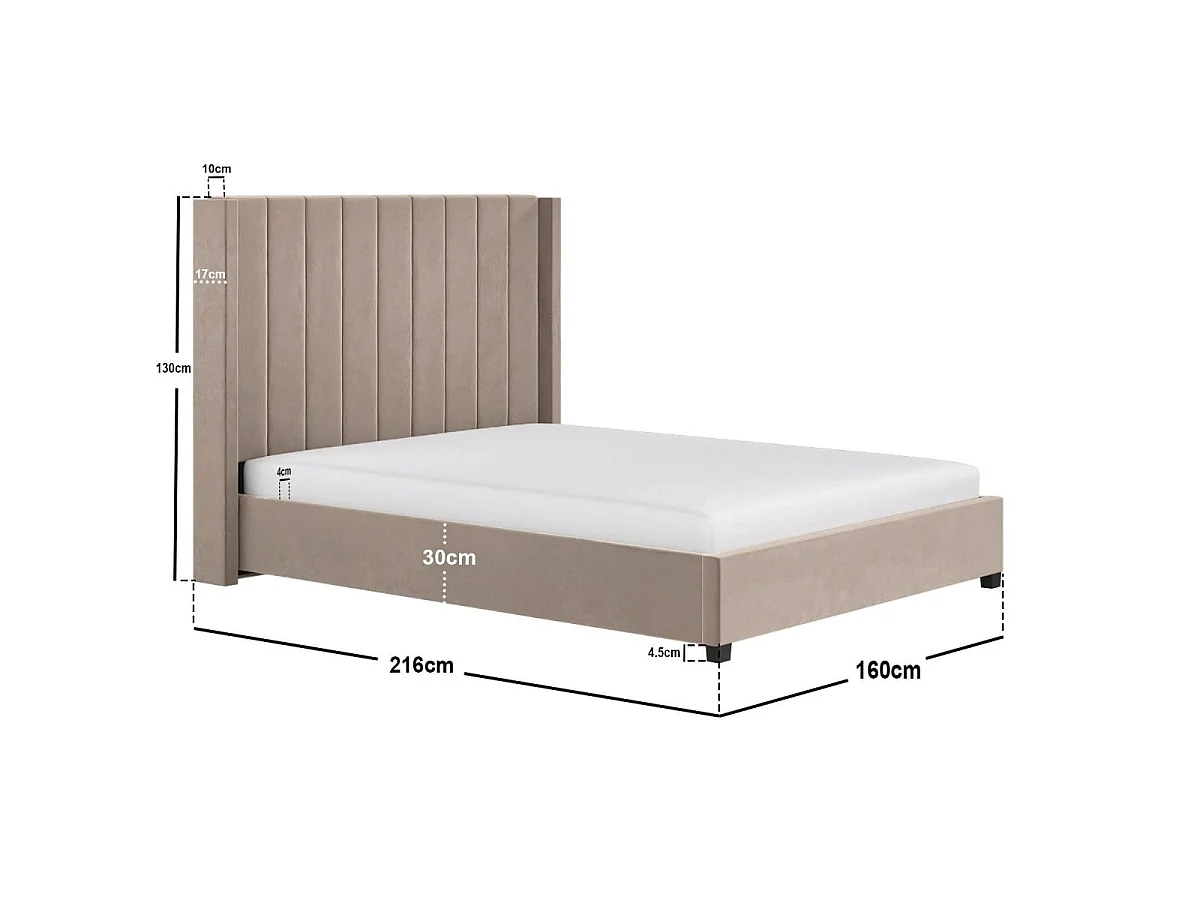 Flair Tiggy Ottoman Bed with Winged Headboard Beige Velvet Kingsize
