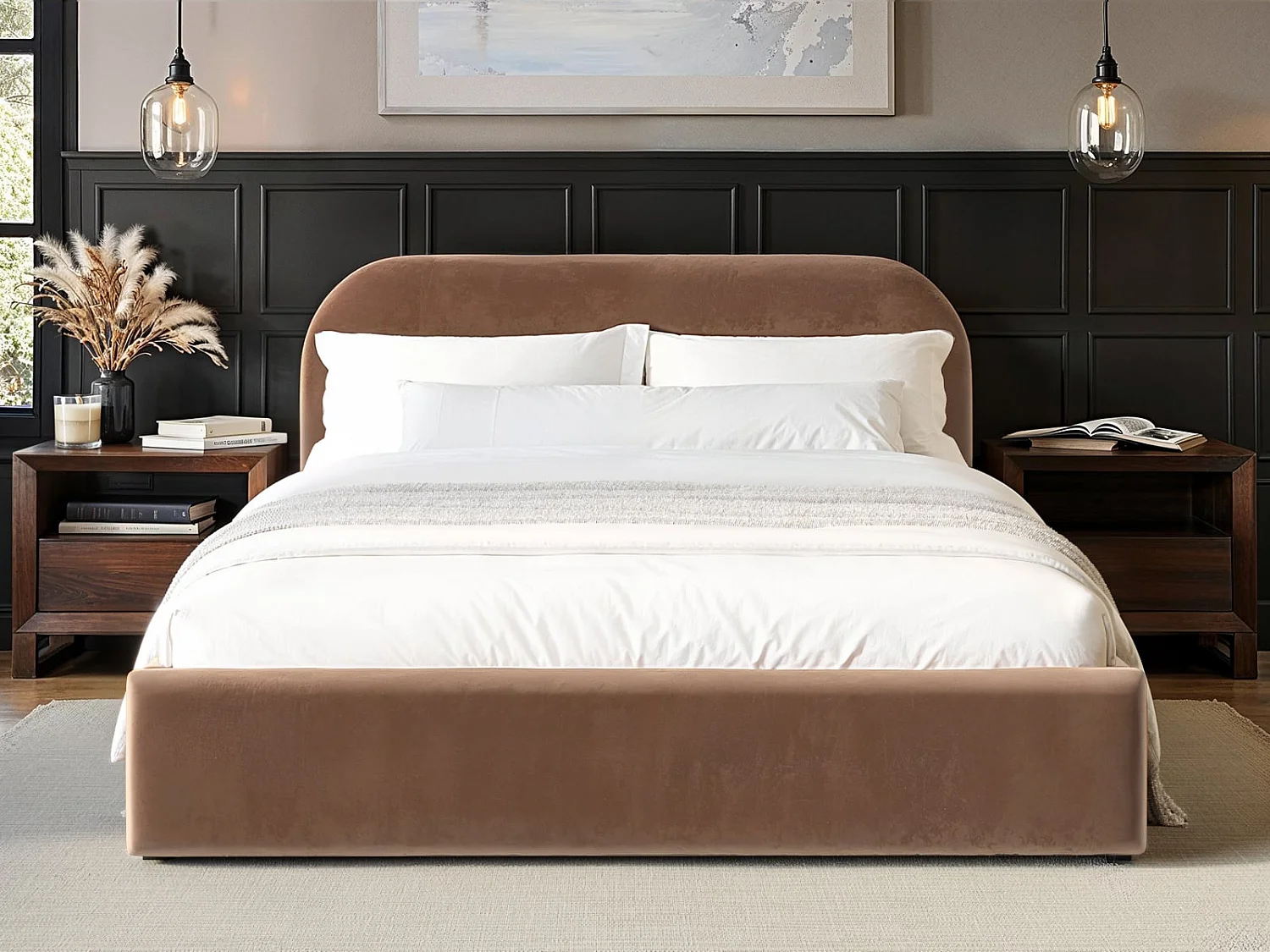 Flair Alba Chocolate Velvet Ottoman Bed Kingsize