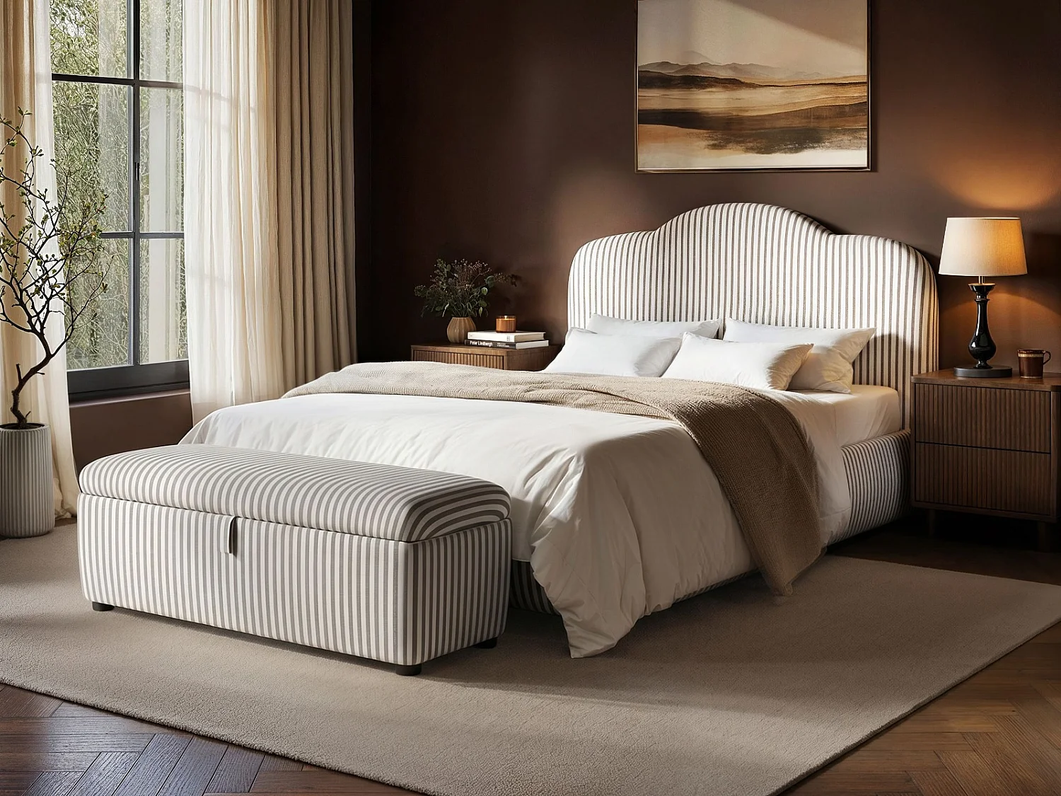 SOLACE+CO Skylynn Cloud Ottoman Kingsize Bed Brown