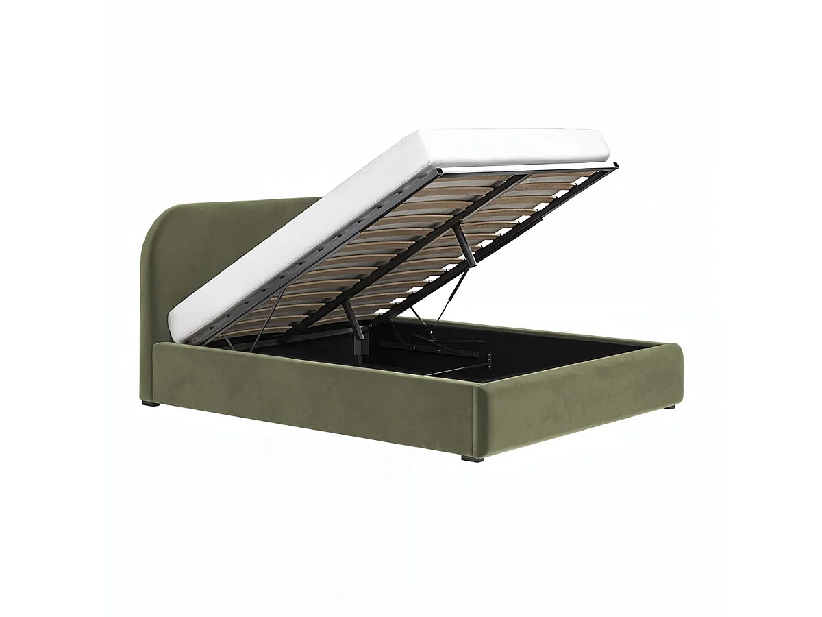 Flair Alba Ottoman Bed Khaki Green Velvet Kingsize
