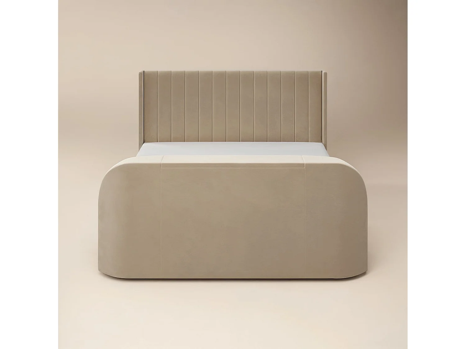 Flair Fallon TV Side Lift Ottoman Bed Beige Velvet Super King