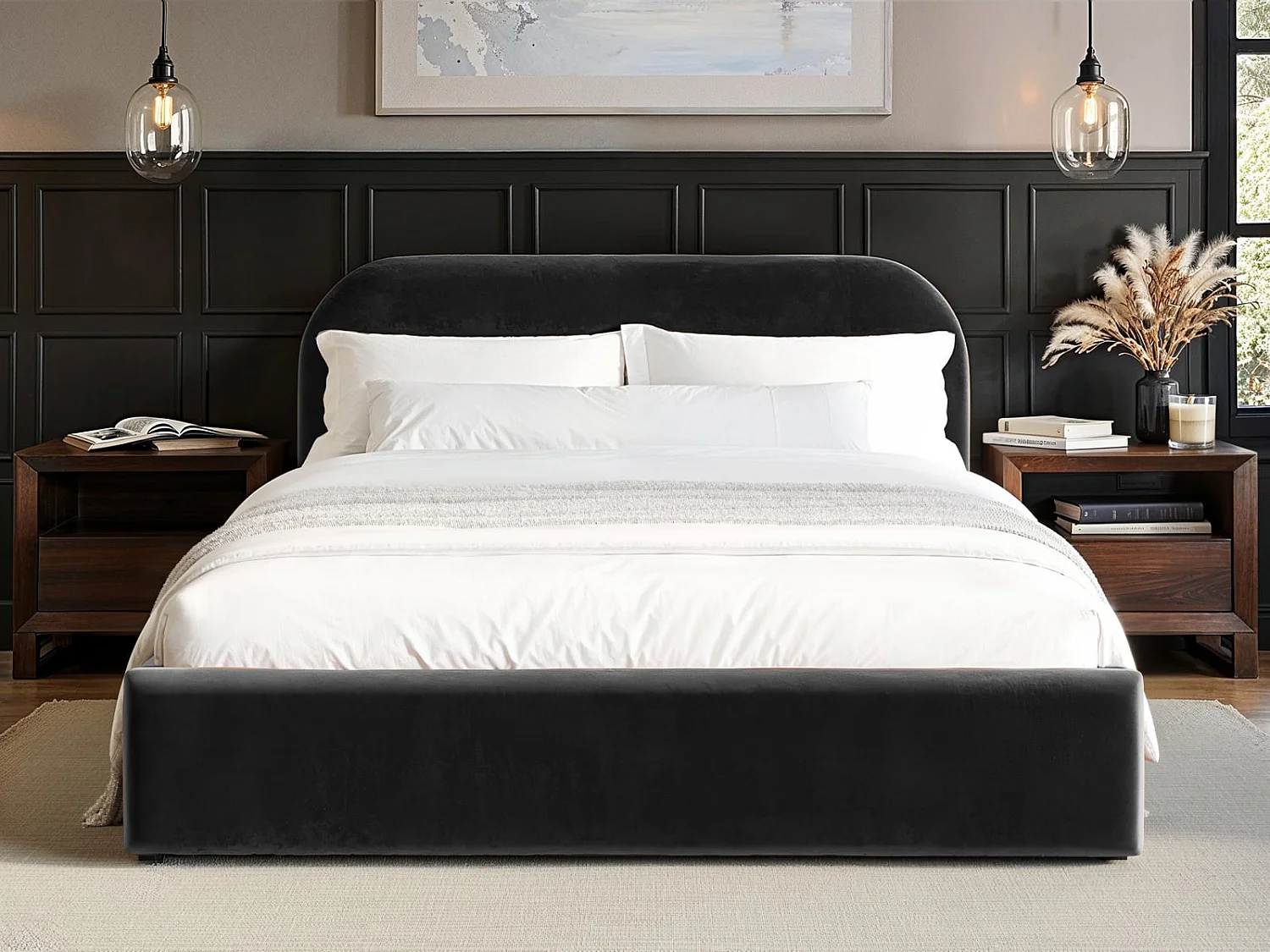 Flair Alba Ottoman Bed Black Velvet Kingsize