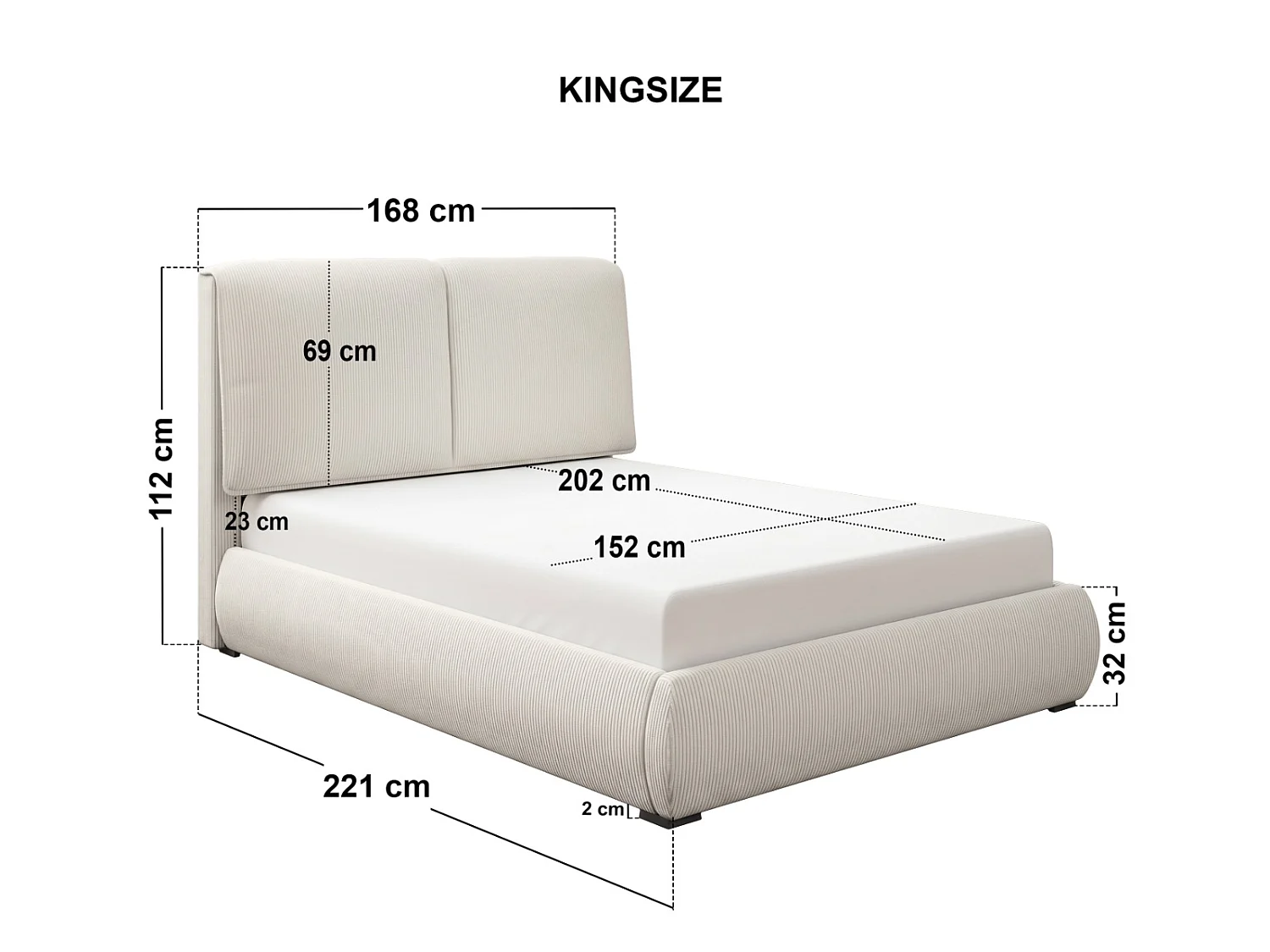 SOLACE+CO Lydia Kingsize Ottoman Bed Beige