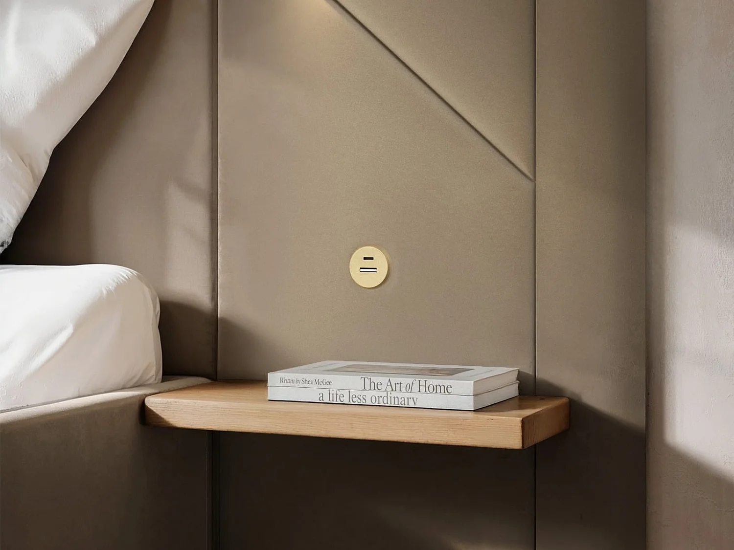 Flair Alice Hotel Ottoman Bed with USB Gold Lights Beige Velvet Kingsize