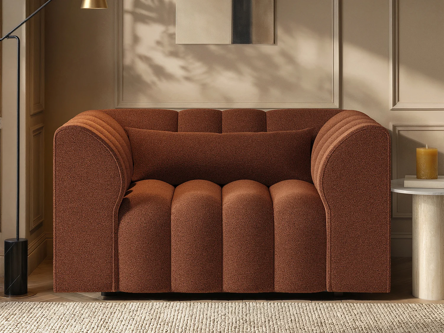 SOLACE+CO Halle Loveseat - Burnt Orange