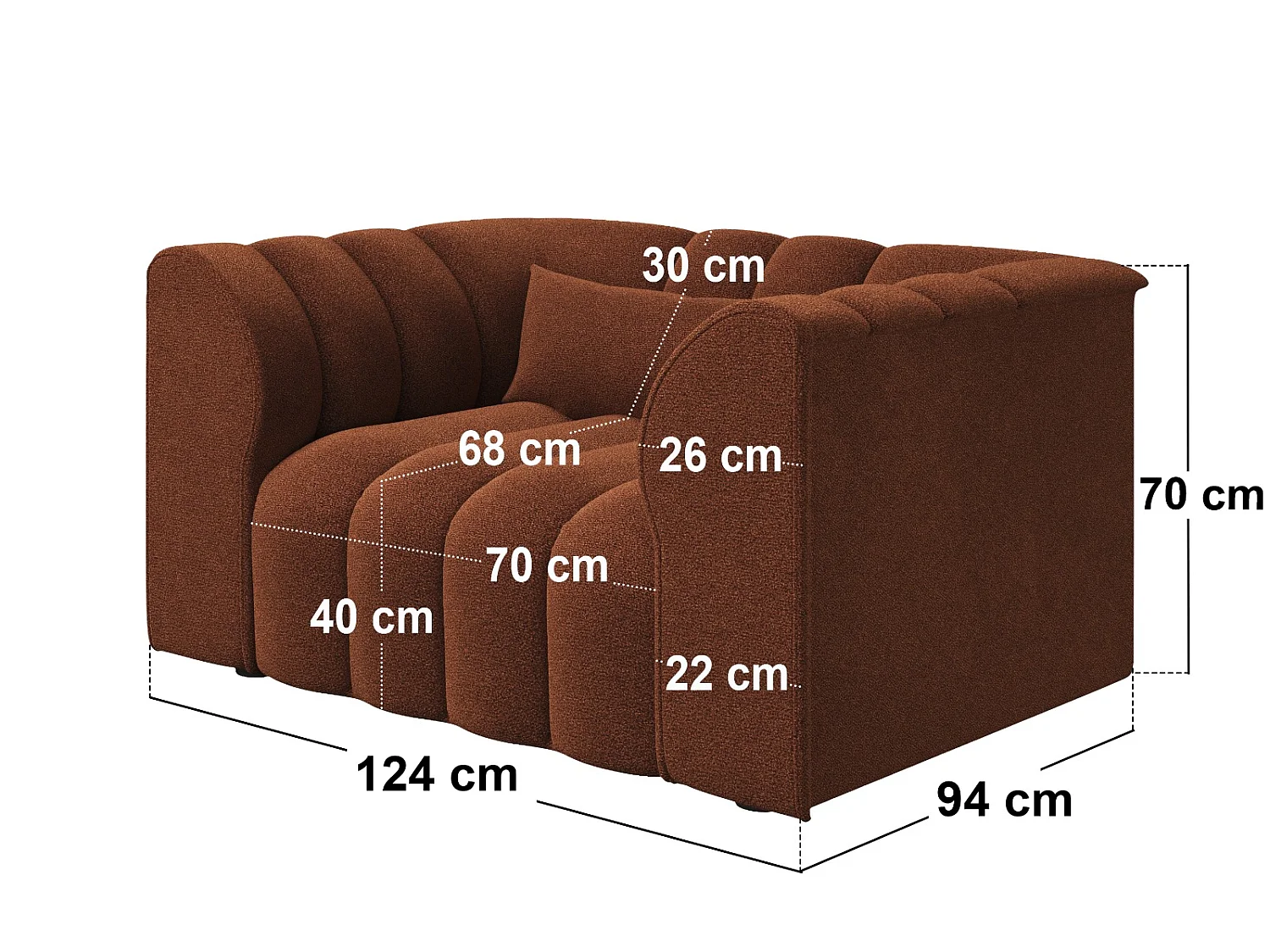 SOLACE+CO Halle Loveseat - Burnt Orange