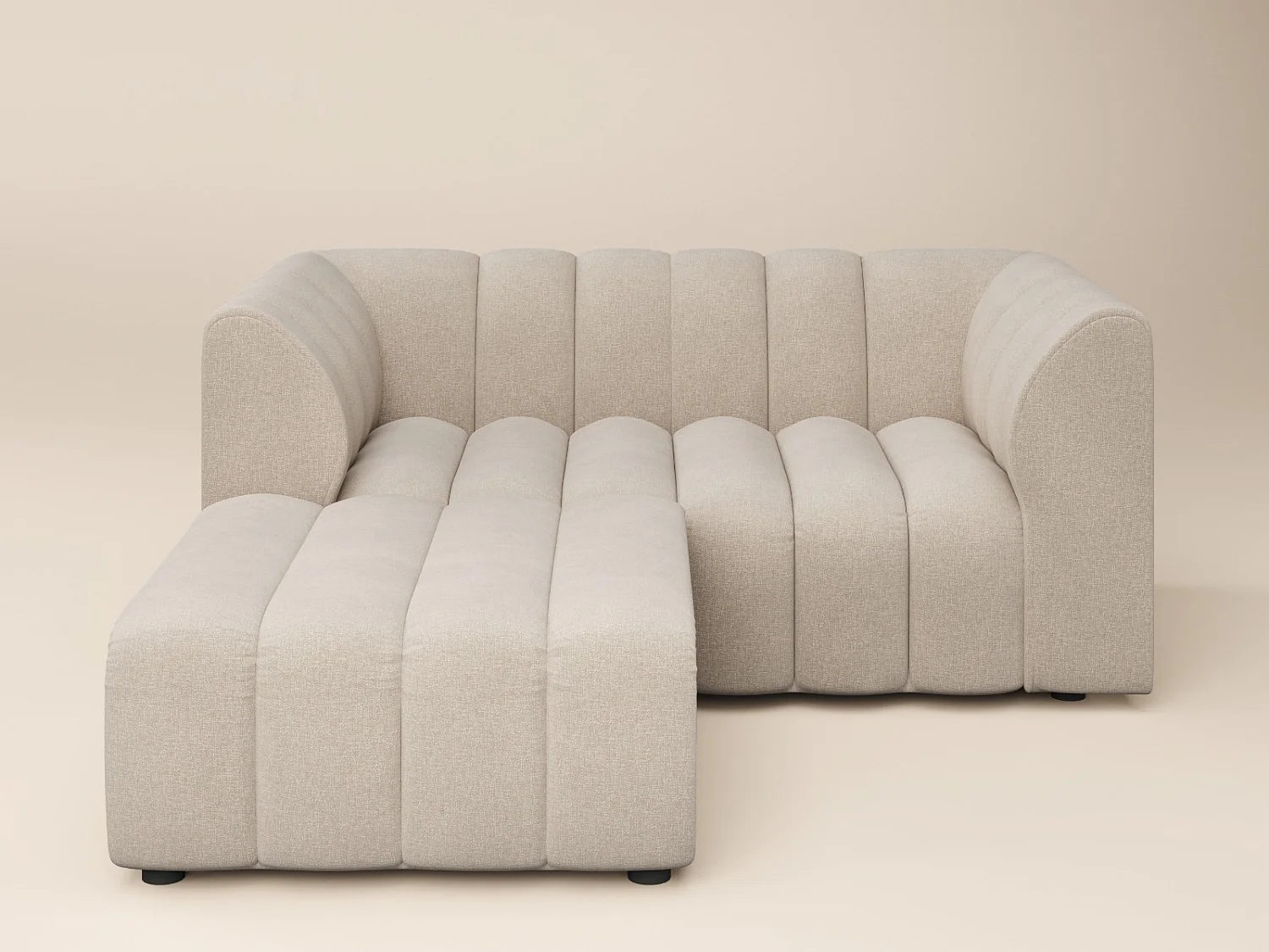 SOLACE+CO Halle 2 Seater with Footstool Beige Chenille