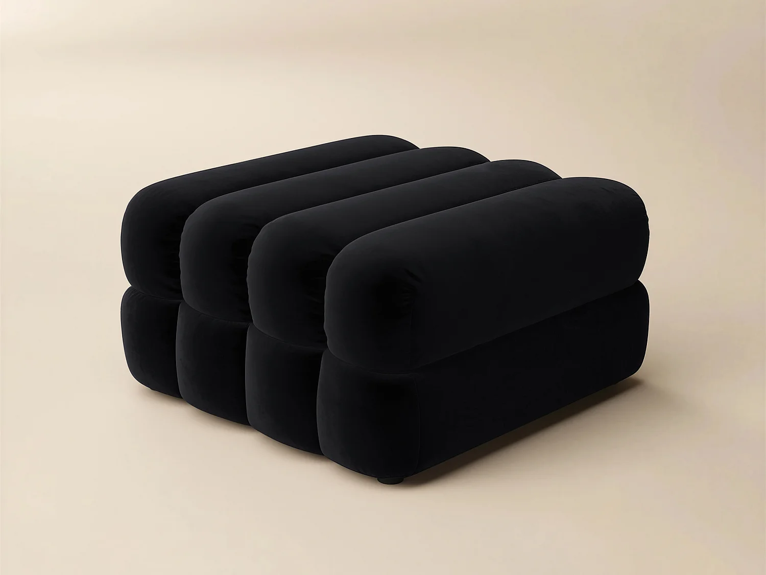 SOLACE+CO Halle Loveseat with Footstool - Black