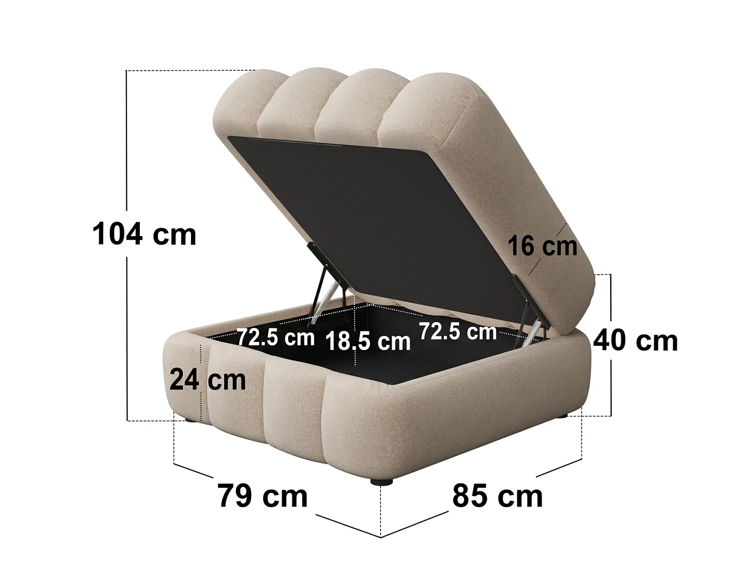 SOLACE+CO Halle Loveseat with Footstool - Beige