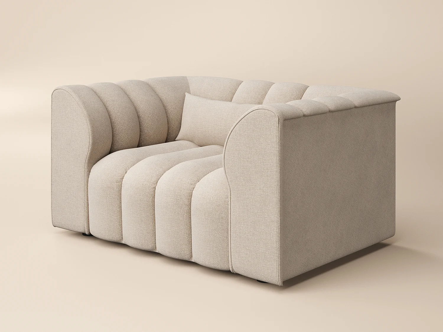 SOLACE+CO Halle Loveseat with Footstool - Beige