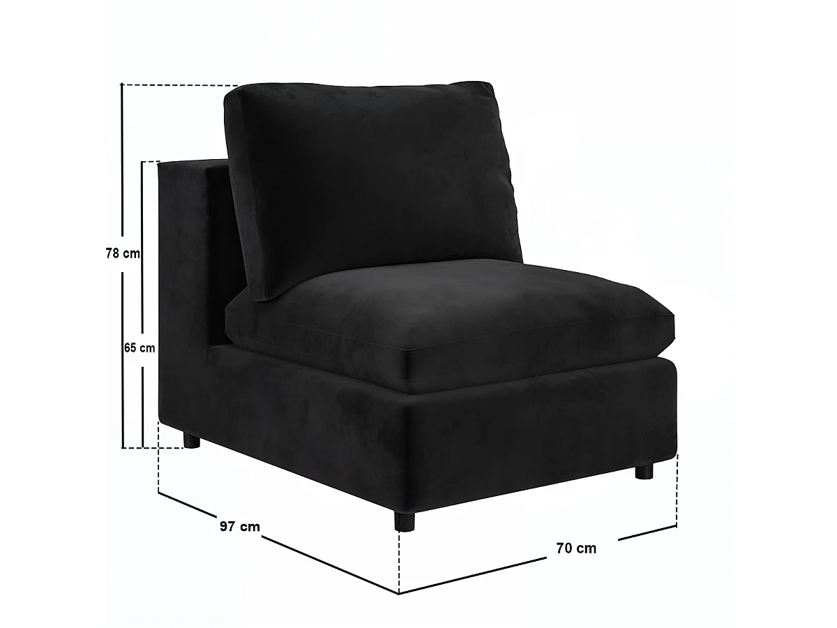 SOLACE+CO Asher U Shape Corner Sofa Bundle Black Velvet