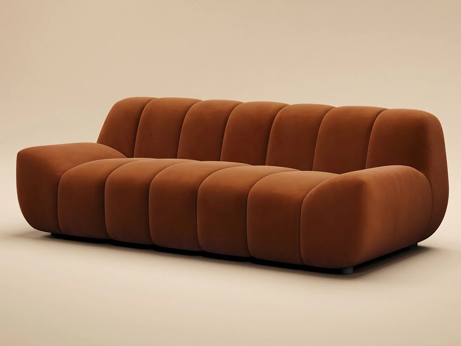 SOLACE+CO Macy Large 3 Seater Sofa Burnt Orange Velvet