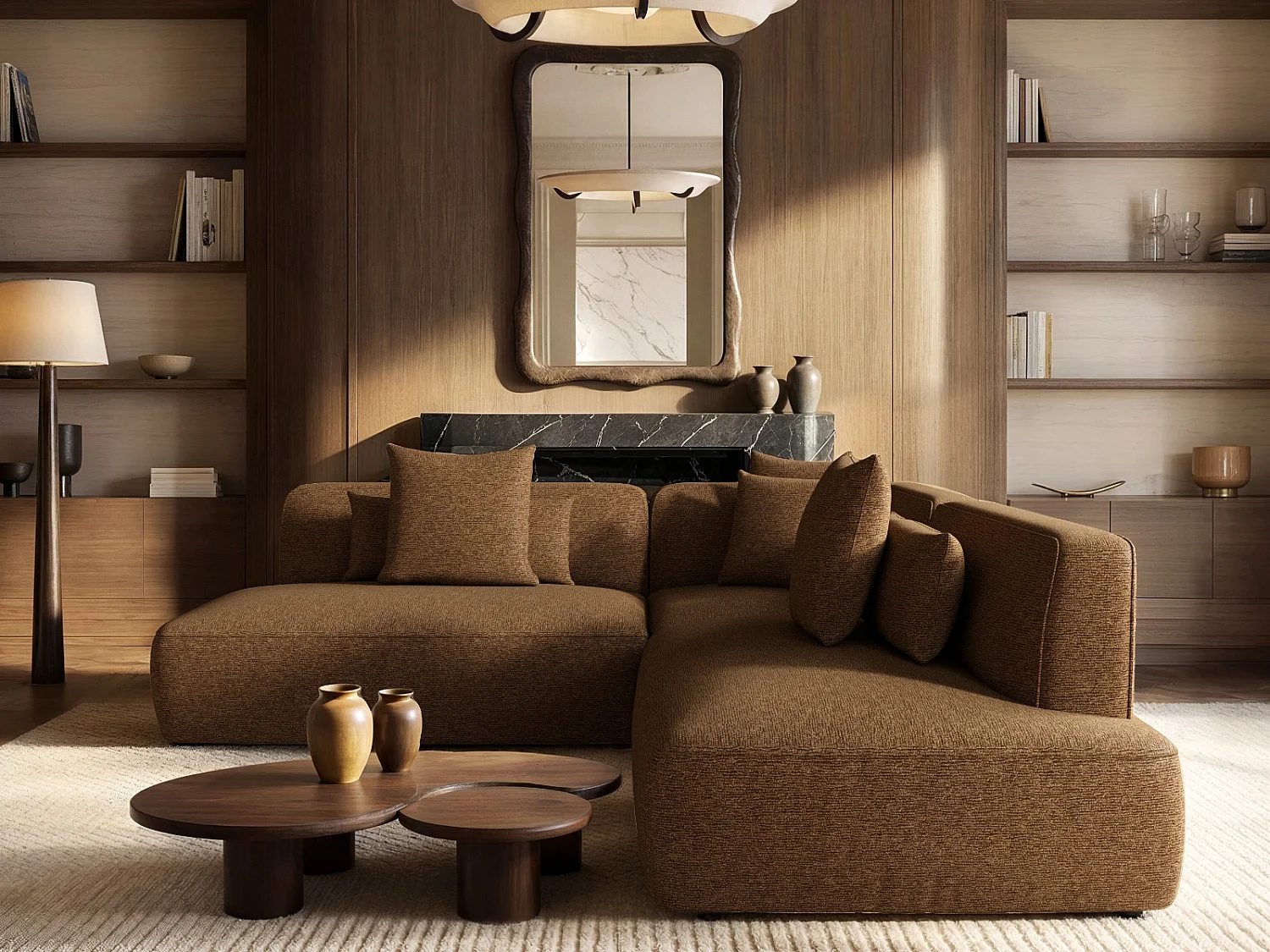 SOLACE+CO Luna Large Sofa Brown Chenille