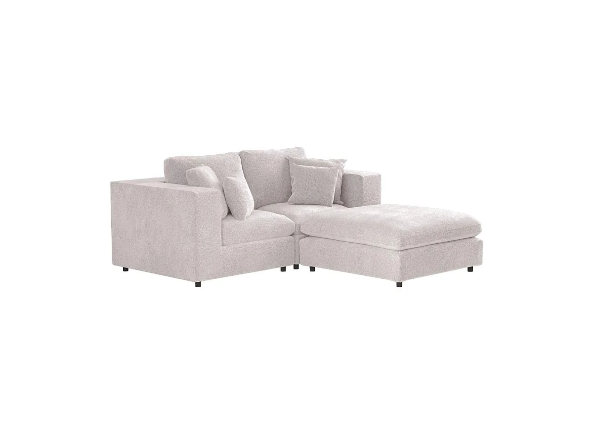 SOLACE+CO Asher 3 Seater Sofa with Footstool Beige Boucle