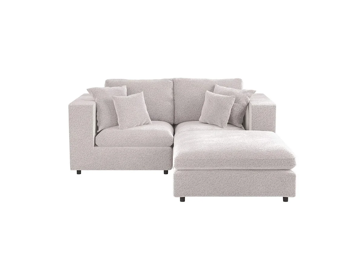 SOLACE+CO Asher 3 Seater Sofa with Footstool Beige Boucle