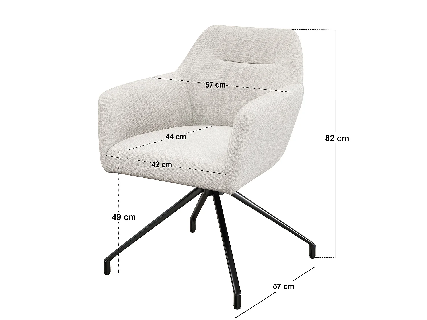 SOLACE+CO Lexi Dining Table with 4 Isla Swivel Dining Chairs Cream