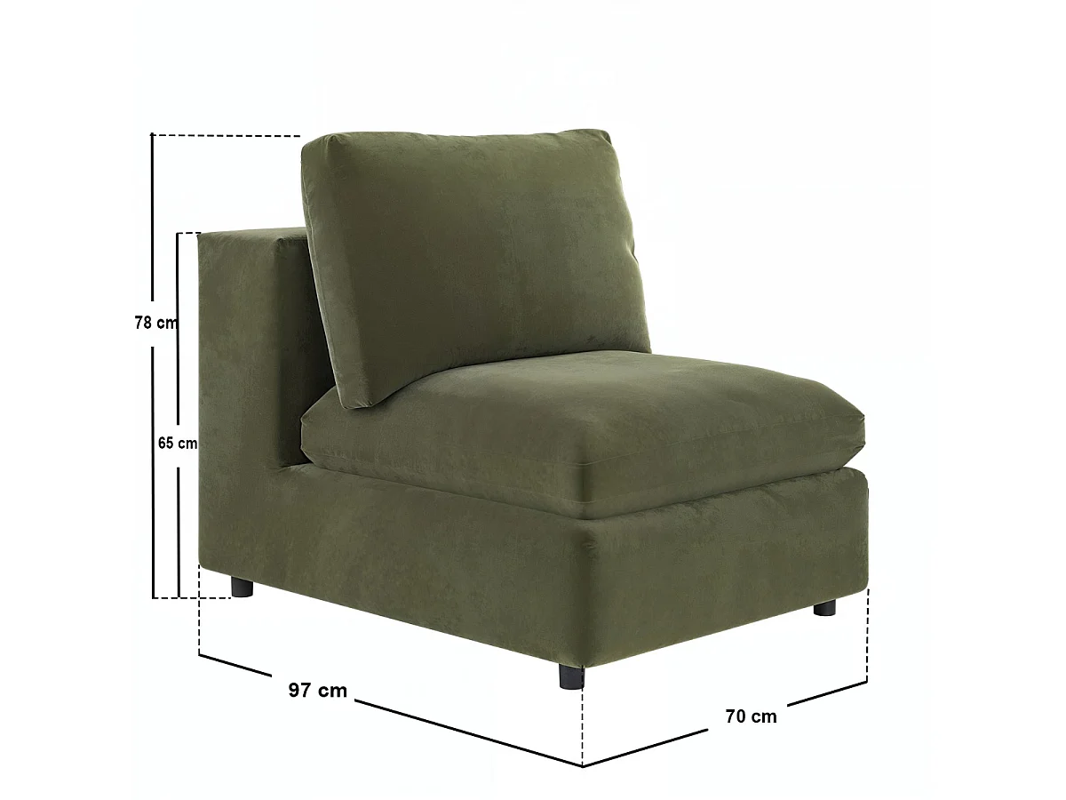 SOLACE+CO Asher U Shape Corner Sofa Bundle Khaki Green Velvet