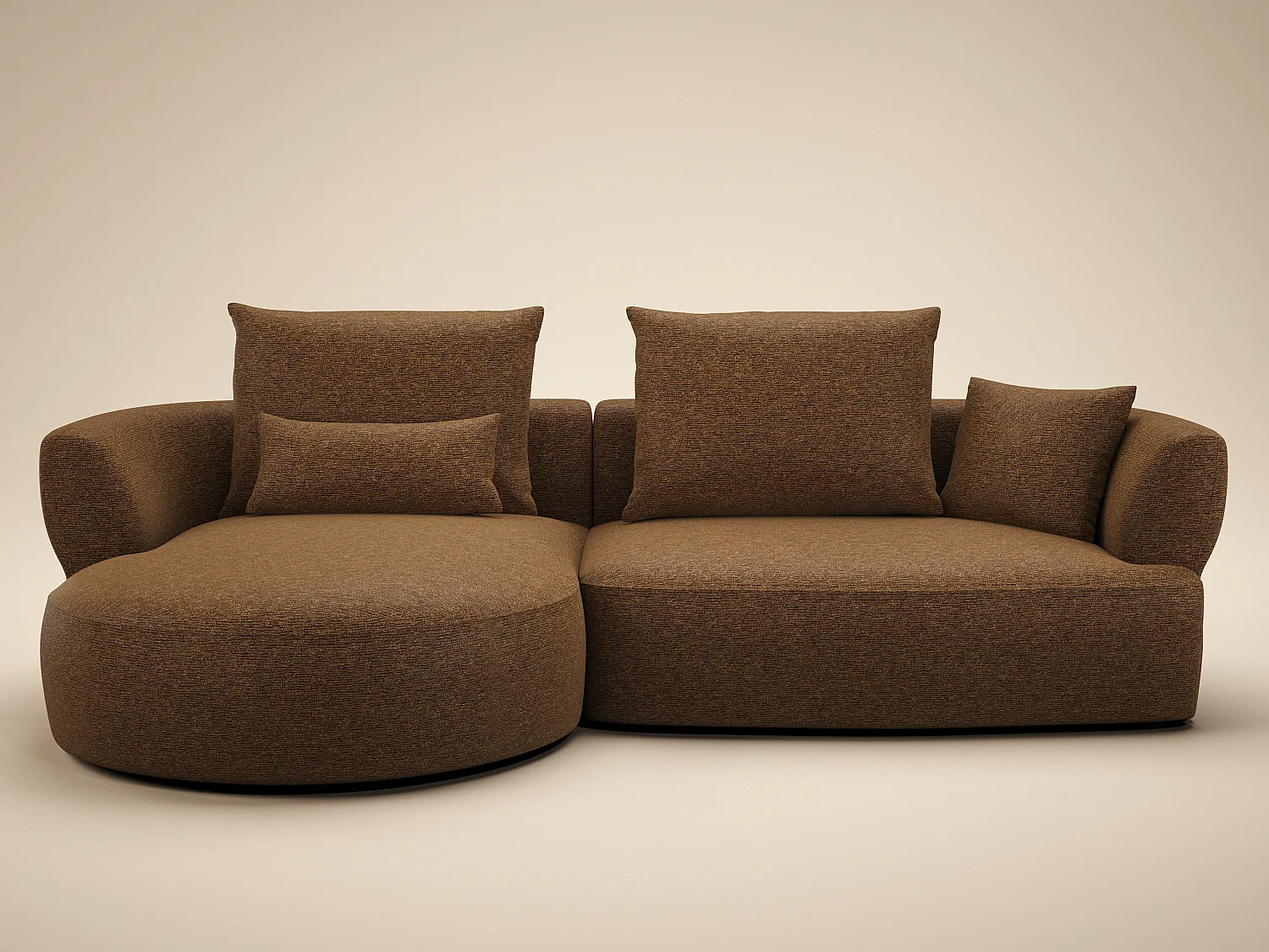 SOLACE+CO Lia Large L Shape Sofa Brown Chenille