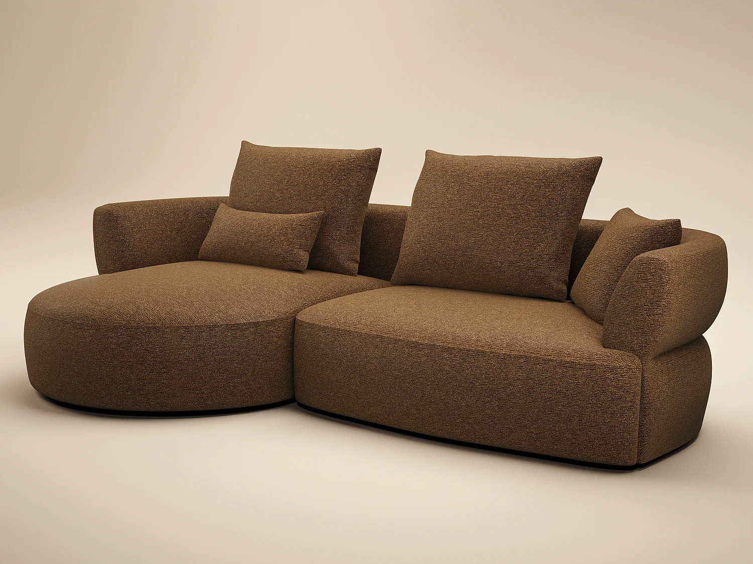 SOLACE+CO Lia Large L Shape Sofa Brown Chenille
