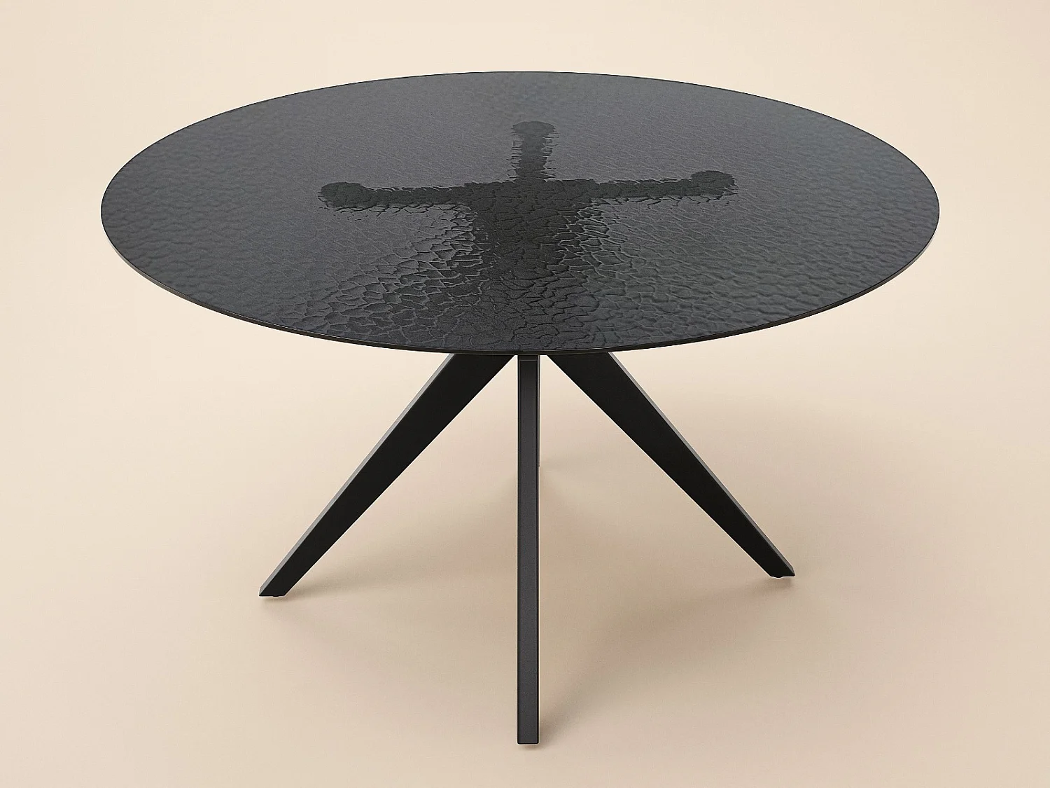 SOLACE+CO Emil Black Dining Table Round & Estella Beige Chair Set of 4