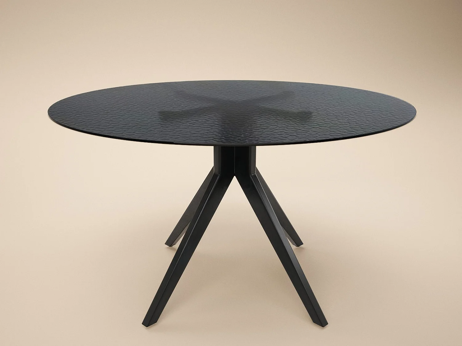 SOLACE+CO Emil Black Dining Table Round & Estella Beige Chair Set of 4