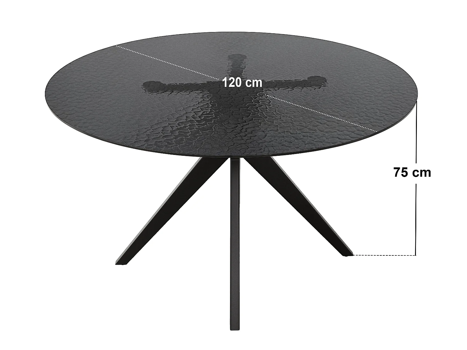 SOLACE+CO Emil Black Dining Table Round & Estella Beige Chair Set of 4