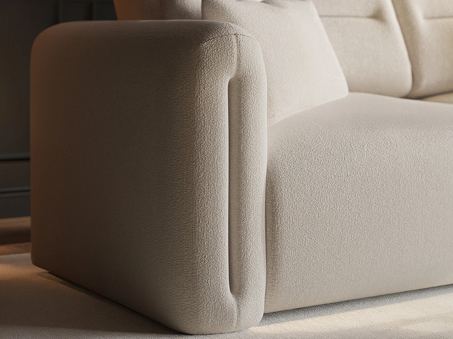 SOLACE+CO Mabel 3 Seater Sofa Beige Chenille
