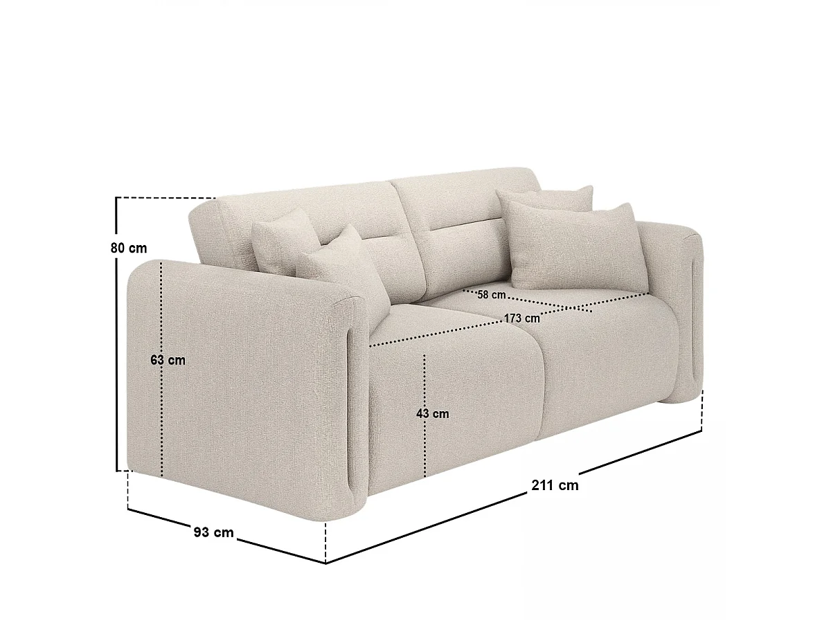 SOLACE+CO Mabel 3 Seater Sofa Beige Chenille