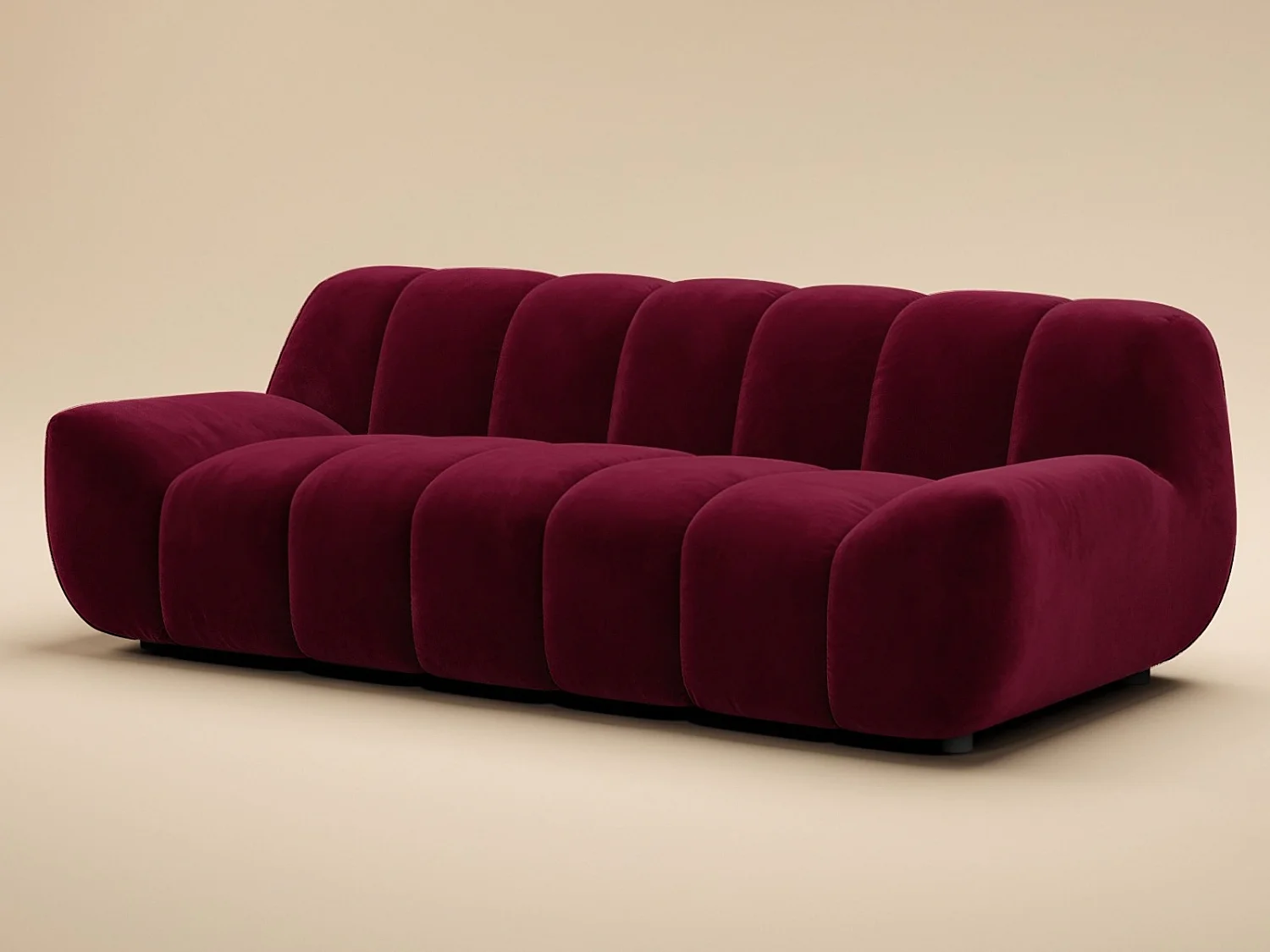 SOLACE+CO Macy Large 3 Seater Sofa Burnt Burgundy Velvet