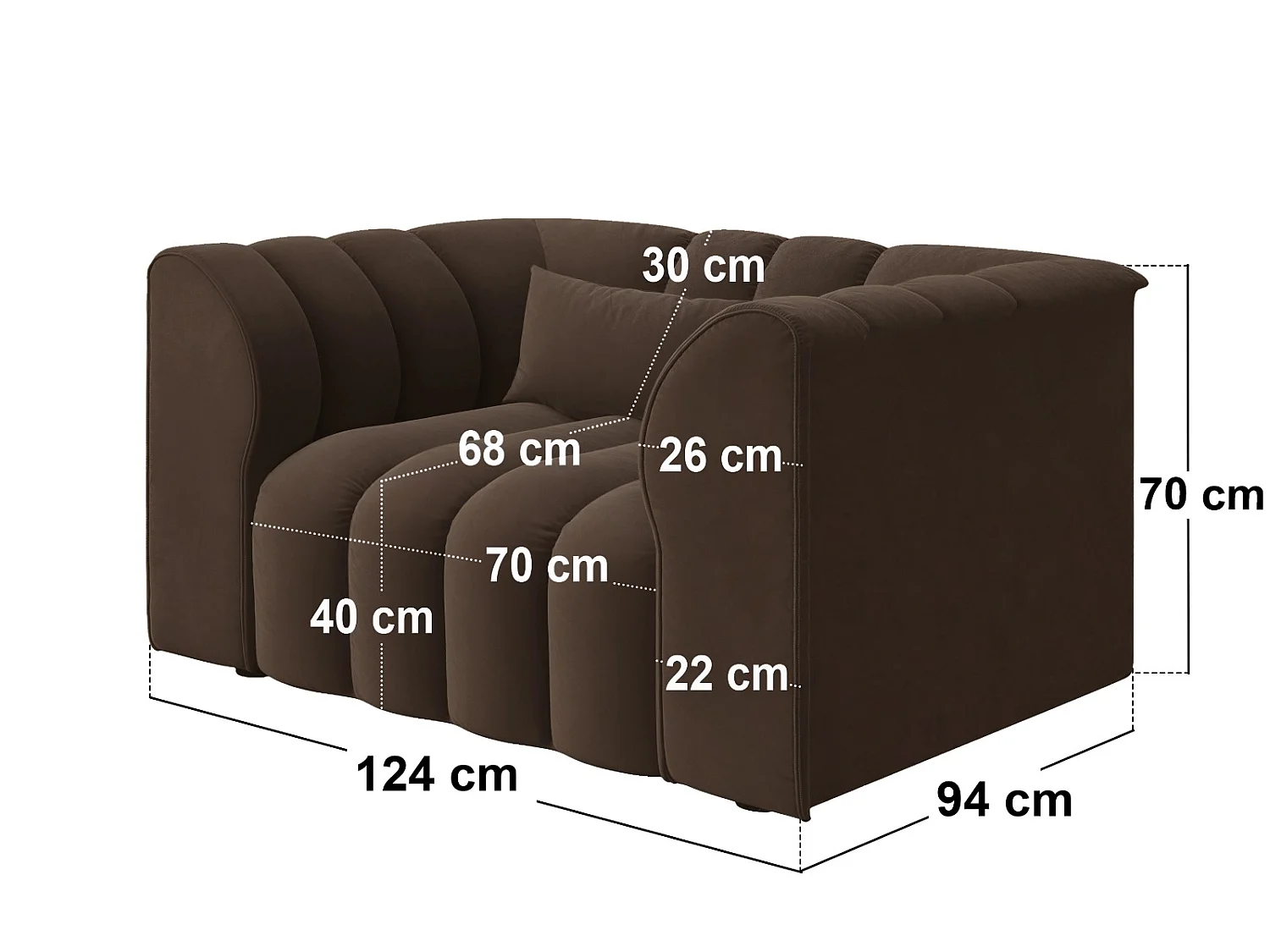 SOLACE+CO Halle Loveseat with Footstool - Brown