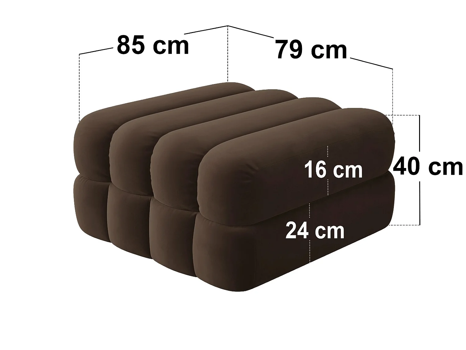 SOLACE+CO Halle Loveseat with Footstool - Brown