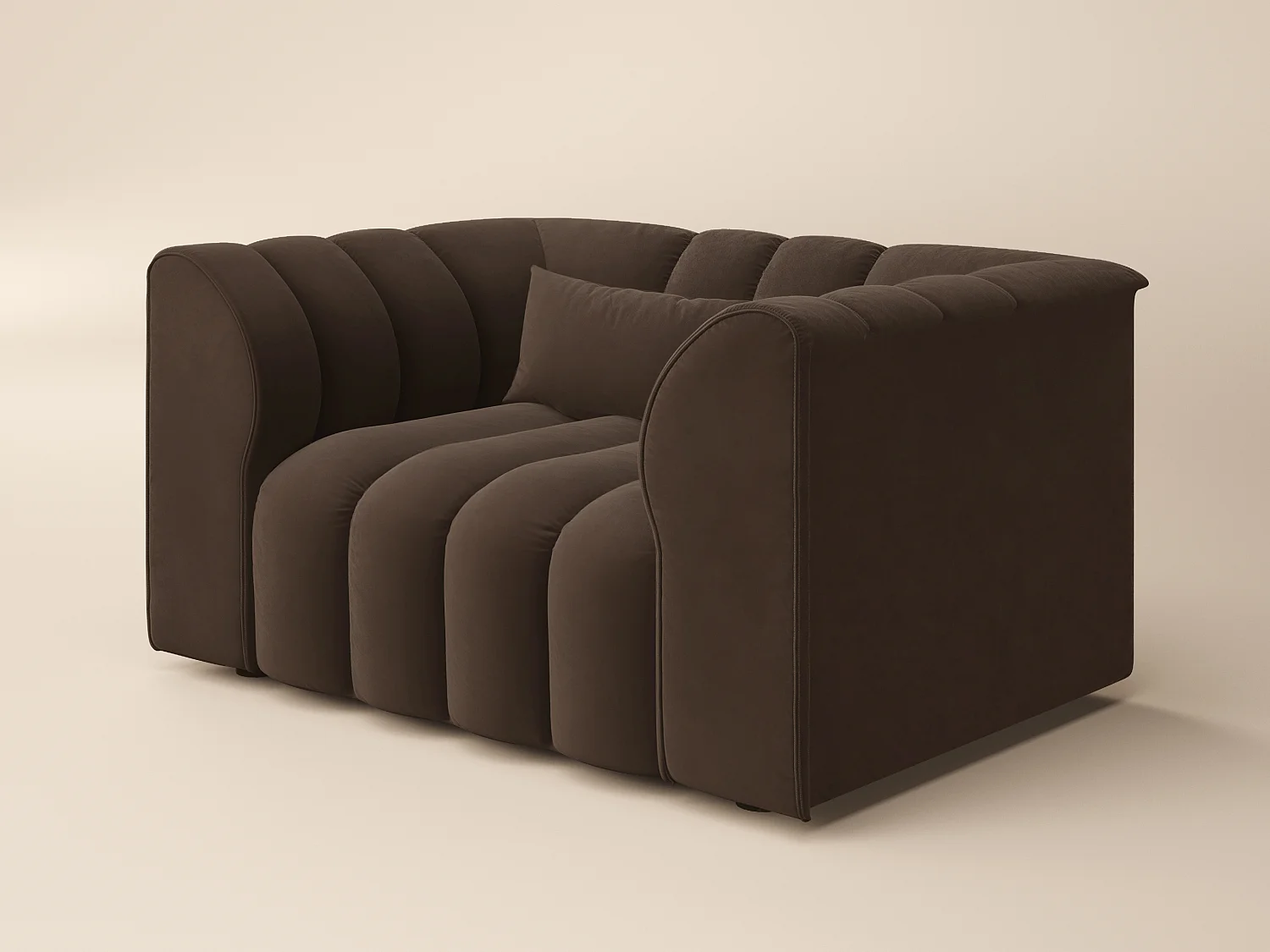 SOLACE+CO Halle Loveseat with Footstool - Brown