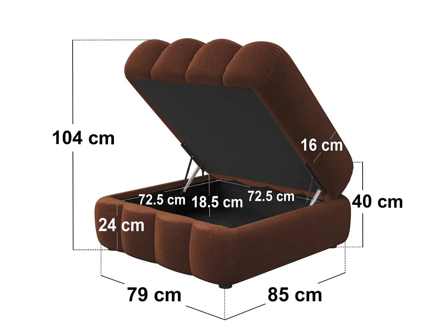 SOLACE+CO Halle Loveseat with Footstool - Burnt Orange