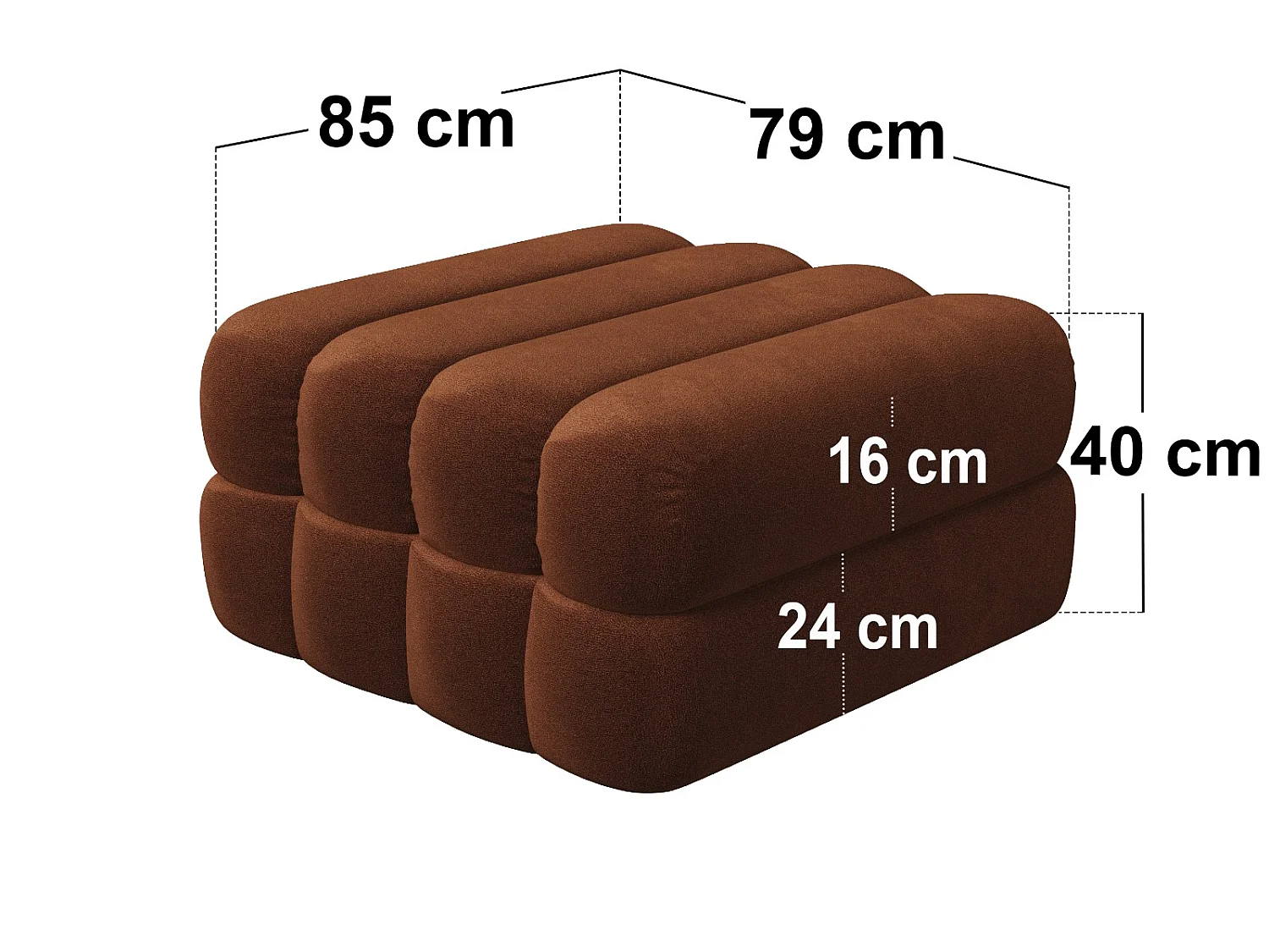 SOLACE+CO Halle Loveseat with Footstool - Burnt Orange