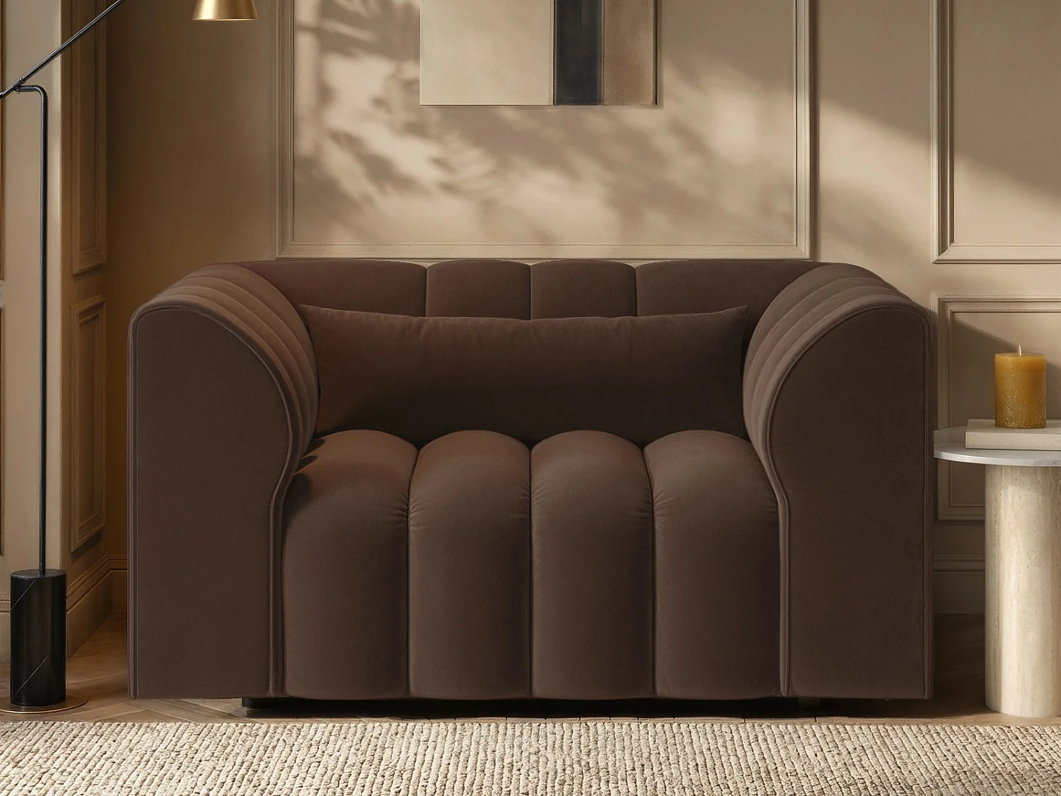SOLACE+CO Halle Loveseat - Brown