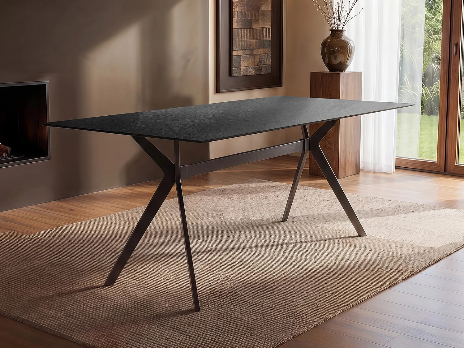 SOLACE+CO Emil Glass Dining Table with 4 Isla Chairs Set