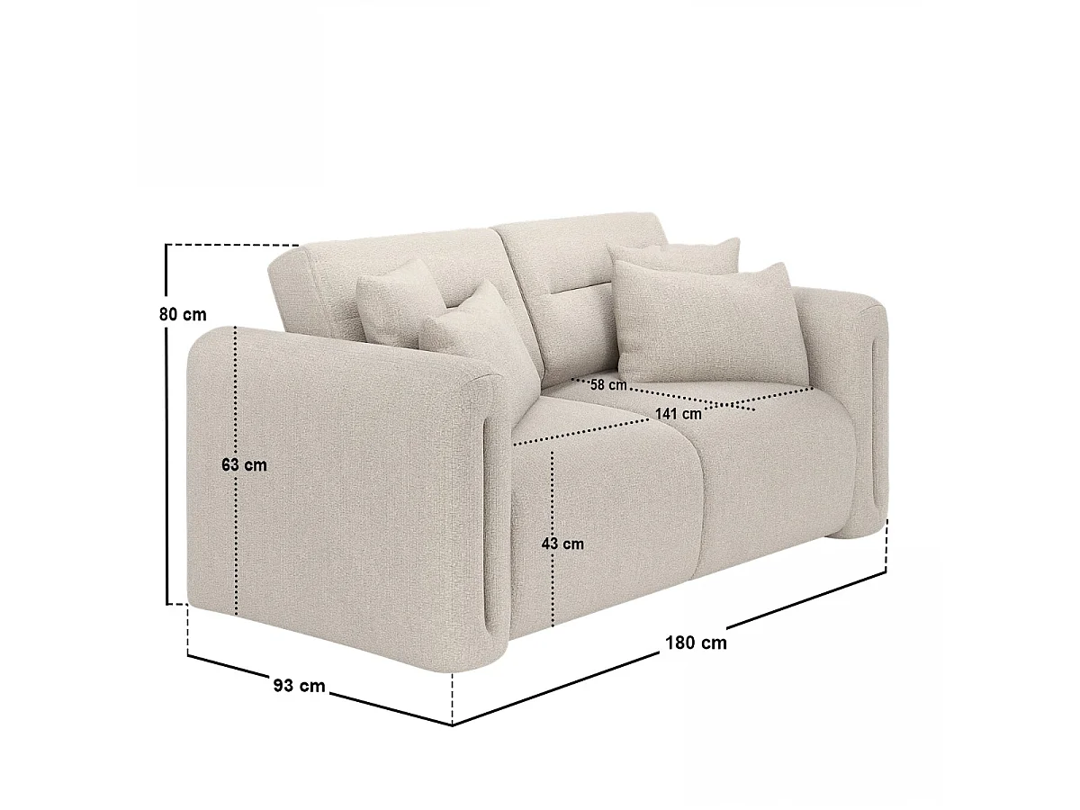 SOLACE+CO Mabel 2 Seater Sofa Beige Chenille