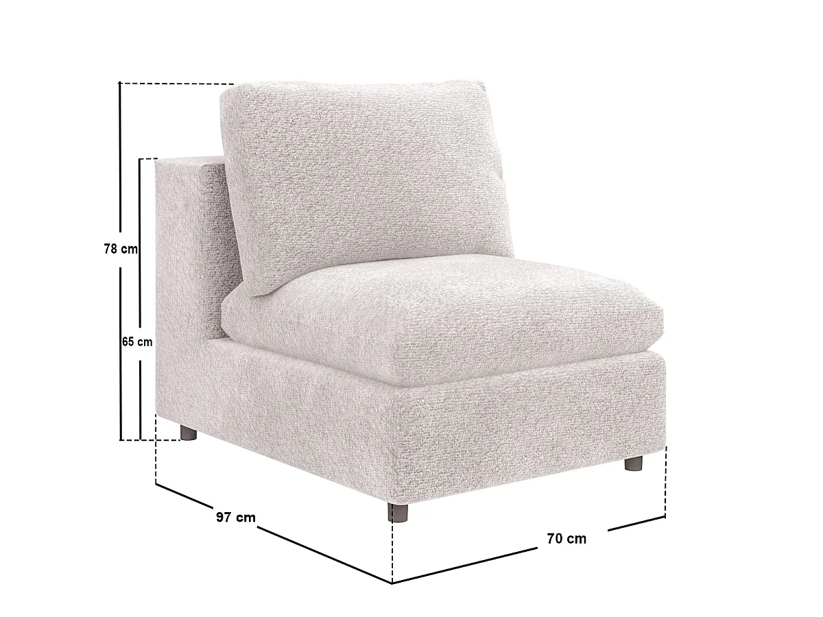 SOLACE+CO Asher 4 Seater Sofa with Reversible Footstool Beige Boucle