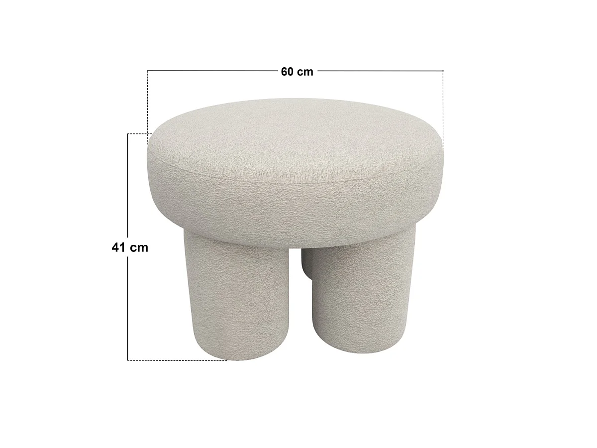 SOLACE+CO Ferro Low Pouffe Beige Fleece