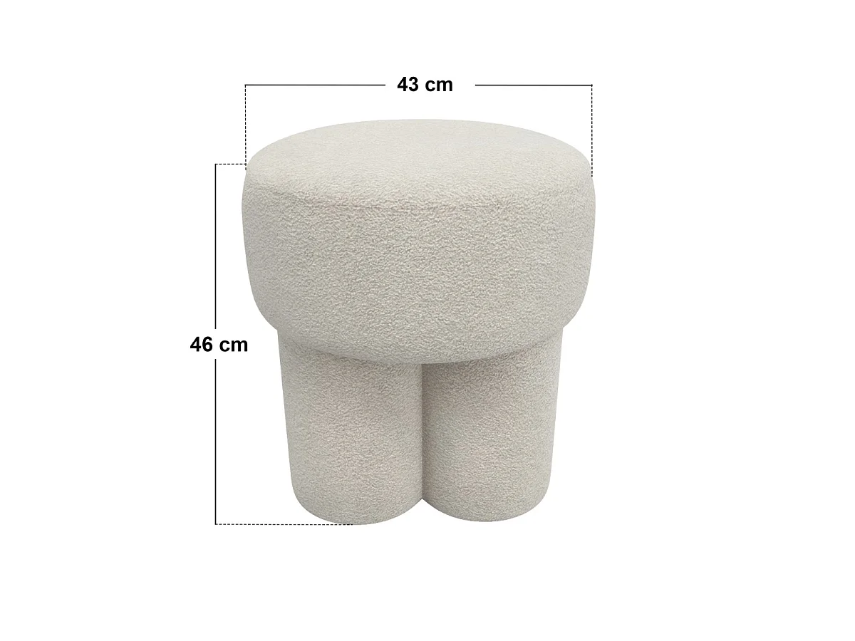 SOLACE+CO Ferro High Pouffe Beige Fleece