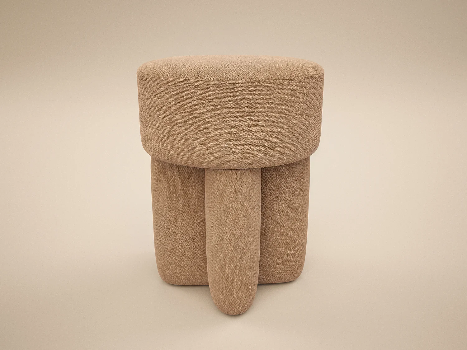 SOLACE+CO Astrid Fabric Pouffe Brown