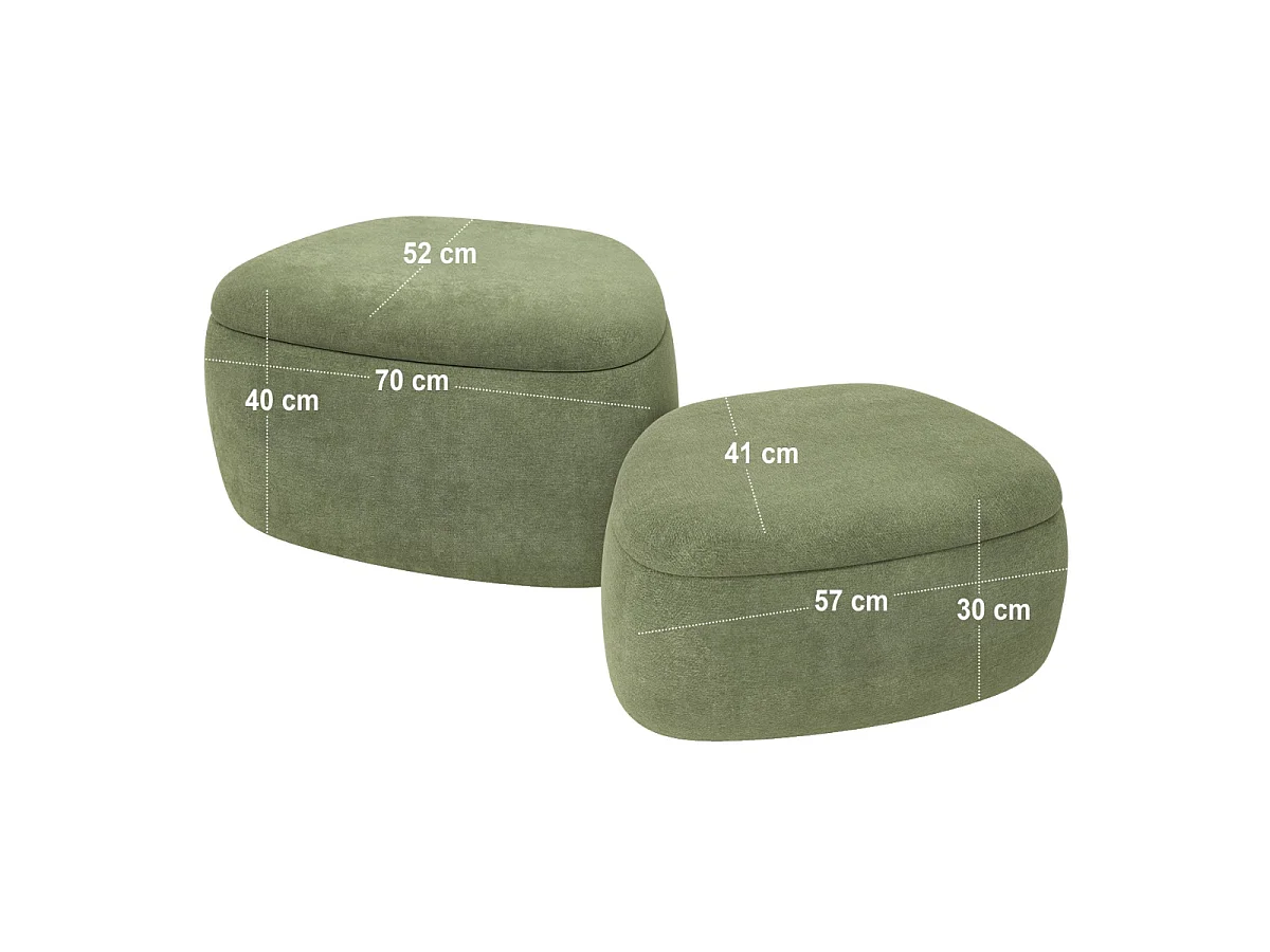 SOLACE+CO Zuri Storage Pouffe Set Green Fabric