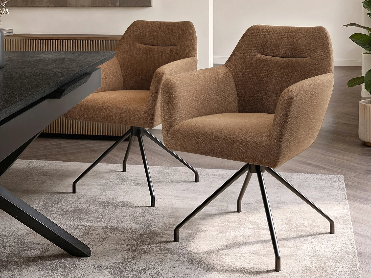 SOLACE+CO Isla Swivel Dining Chair Set of 2 Brown