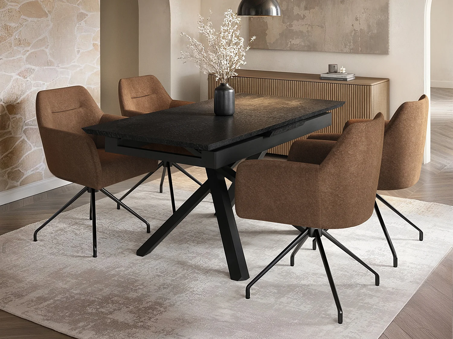 SOLACE+CO Isla Swivel Dining Chair Set of 2 Brown