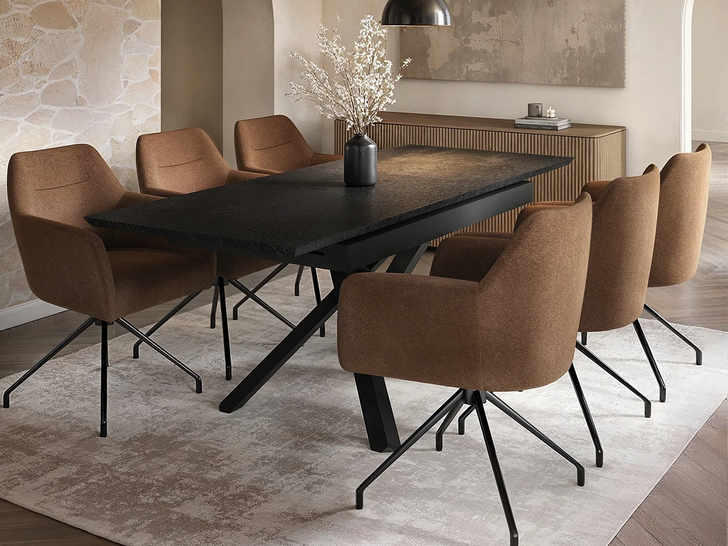 SOLACE+CO Isla Swivel Dining Chair Set of 2 Brown