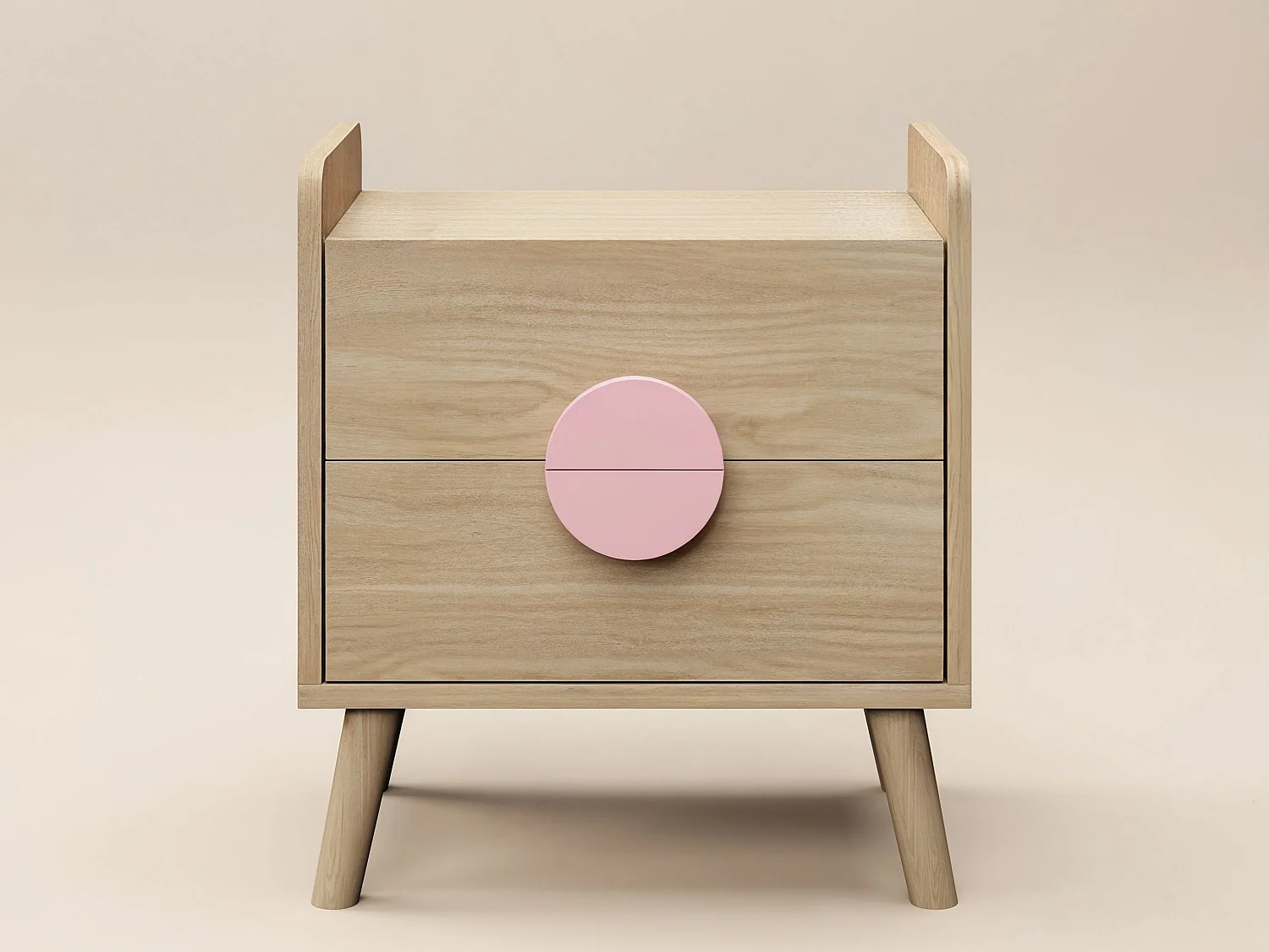 Flair Noah 2 Drawer Bedside Table Oak & Pink