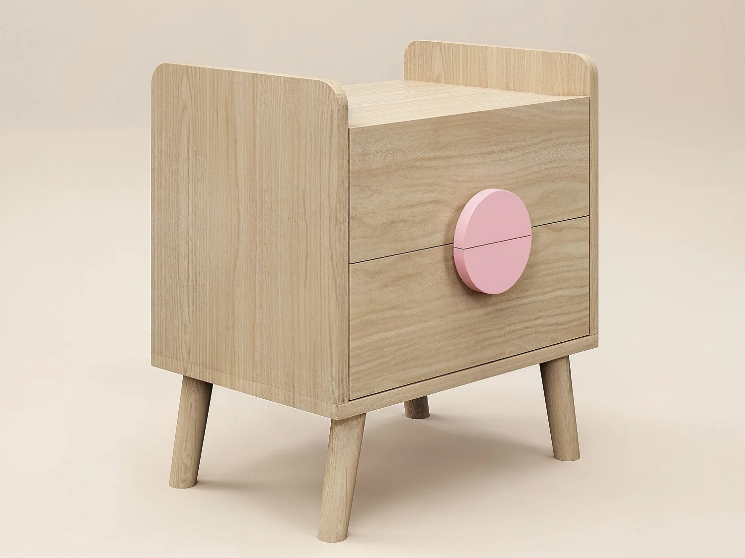 Flair Noah 2 Drawer Bedside Table Oak & Pink