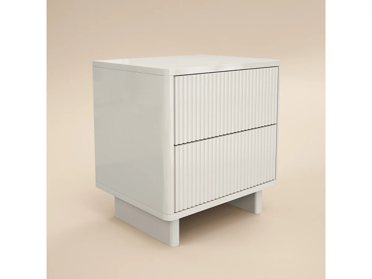 SOLACE+CO Velmor 2 Drawer Ribbed Bedside Table White