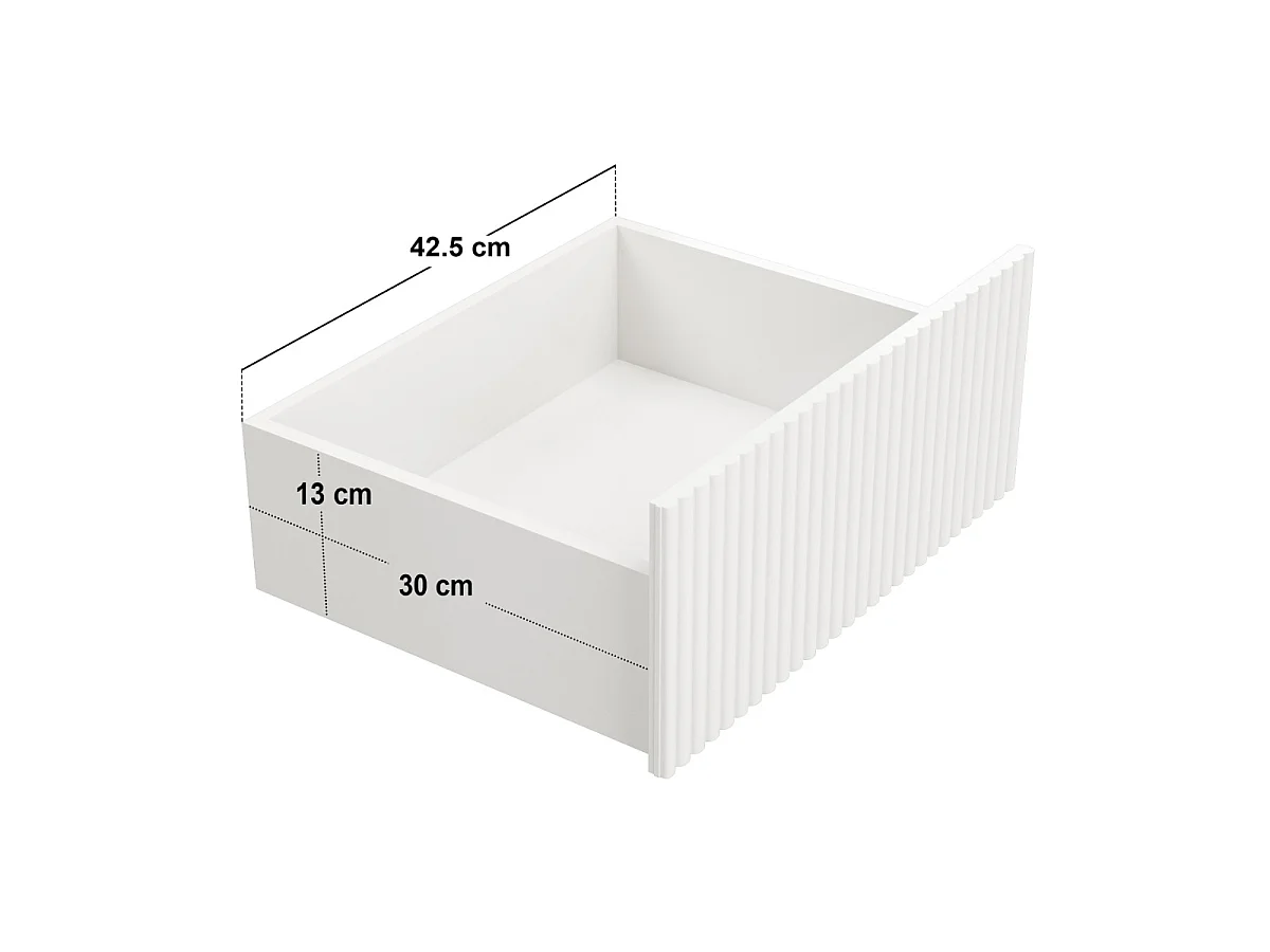 SOLACE+CO Velmor 2 Drawer Ribbed Bedside Table White