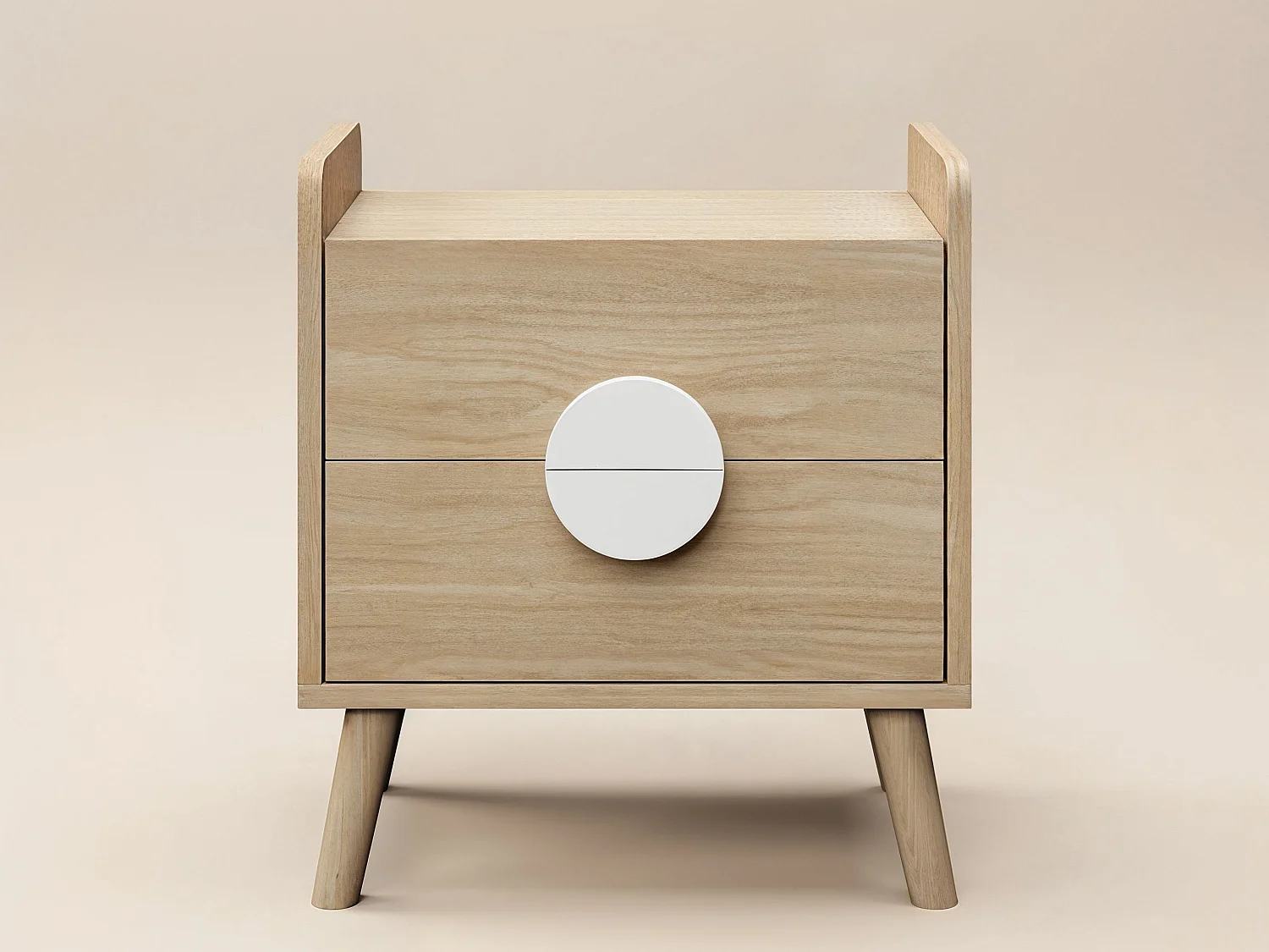 Flair Noah 2 Drawer Bedside Table Oak & White